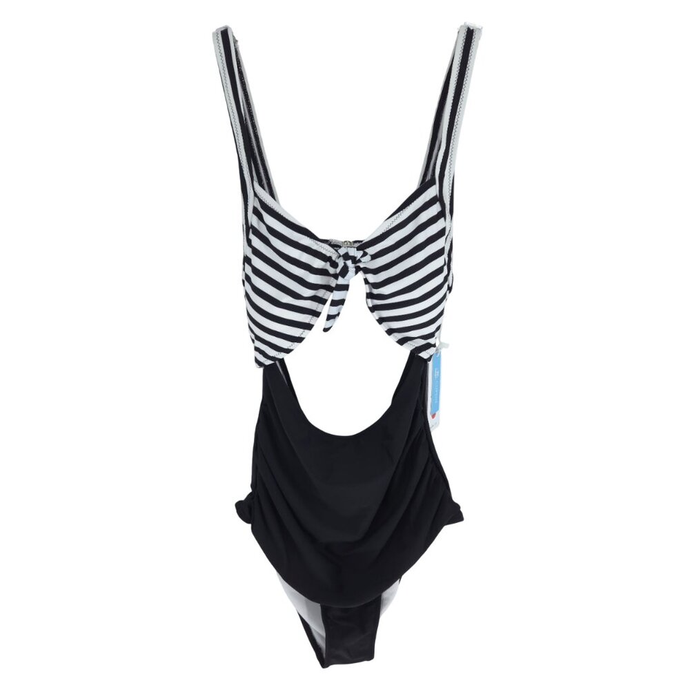 Cupshe Swimsuit One-Piece Cut Out Stripes Black White Beach Party Summer Fun M